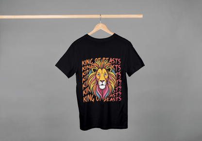 Colorful King of Beasts: Vibrant Lion Graphic Tee - Essentia Attire