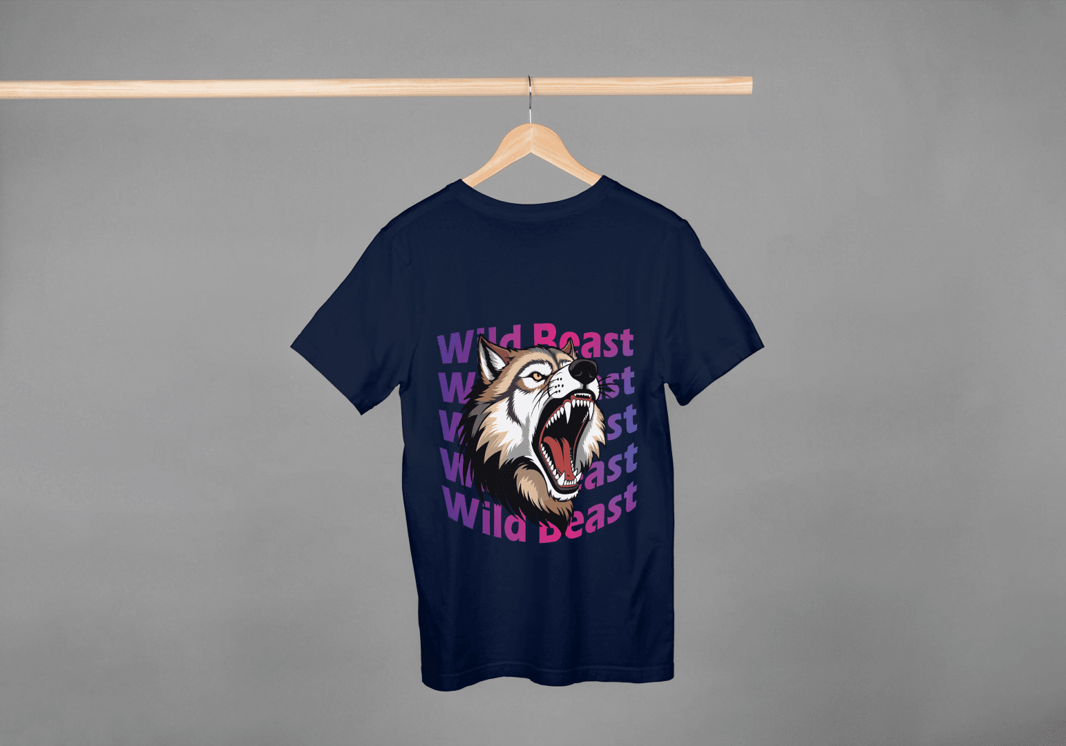 Wild Beast Wolf Howl: Aggressive Wolf Gradient Tee - Essentia Attire