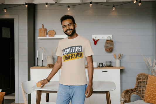 Caution Godfather: Funny Movie Fan Tee - Essentia Attire