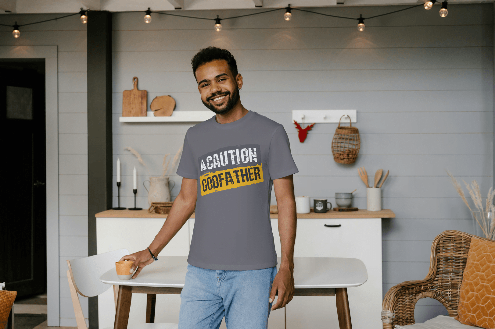 Caution Godfather: Funny Movie Fan Tee - Essentia Attire