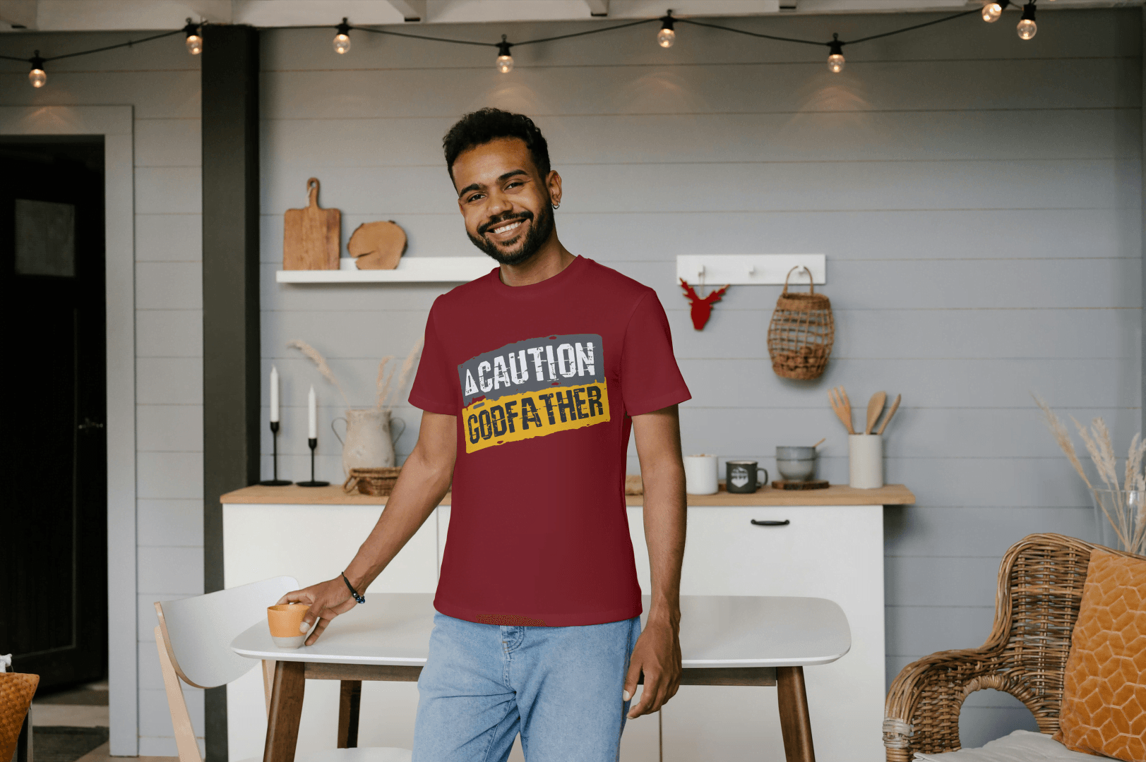 Caution Godfather: Funny Movie Fan Tee - Essentia Attire