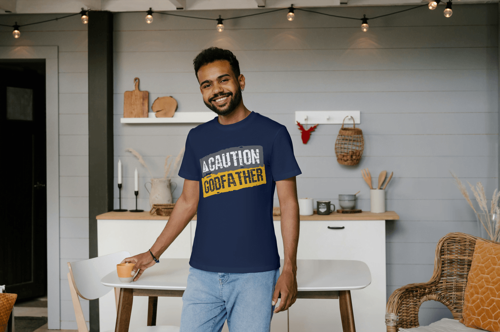 Caution Godfather: Funny Movie Fan Tee - Essentia Attire