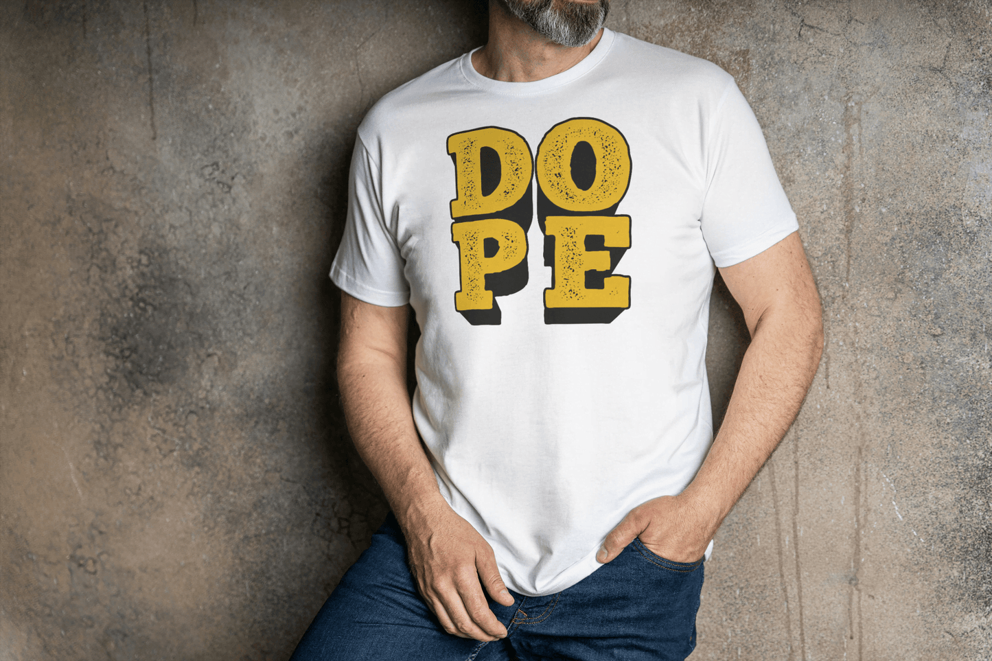 DOPE: Textured Yellow Print Black T-Shirt - Essentia Attire