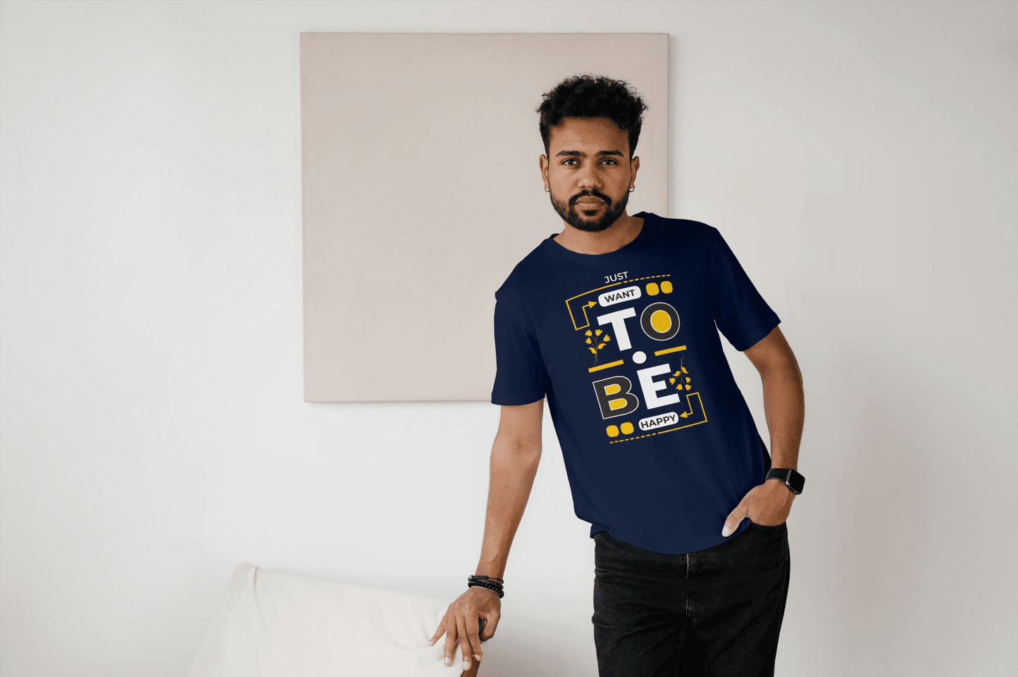 Just Want To Be Happy: Positive Affirmation Tee - Essentia Attire
