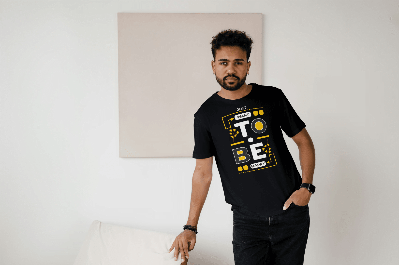 Just Want To Be Happy: Positive Affirmation Tee - Essentia Attire