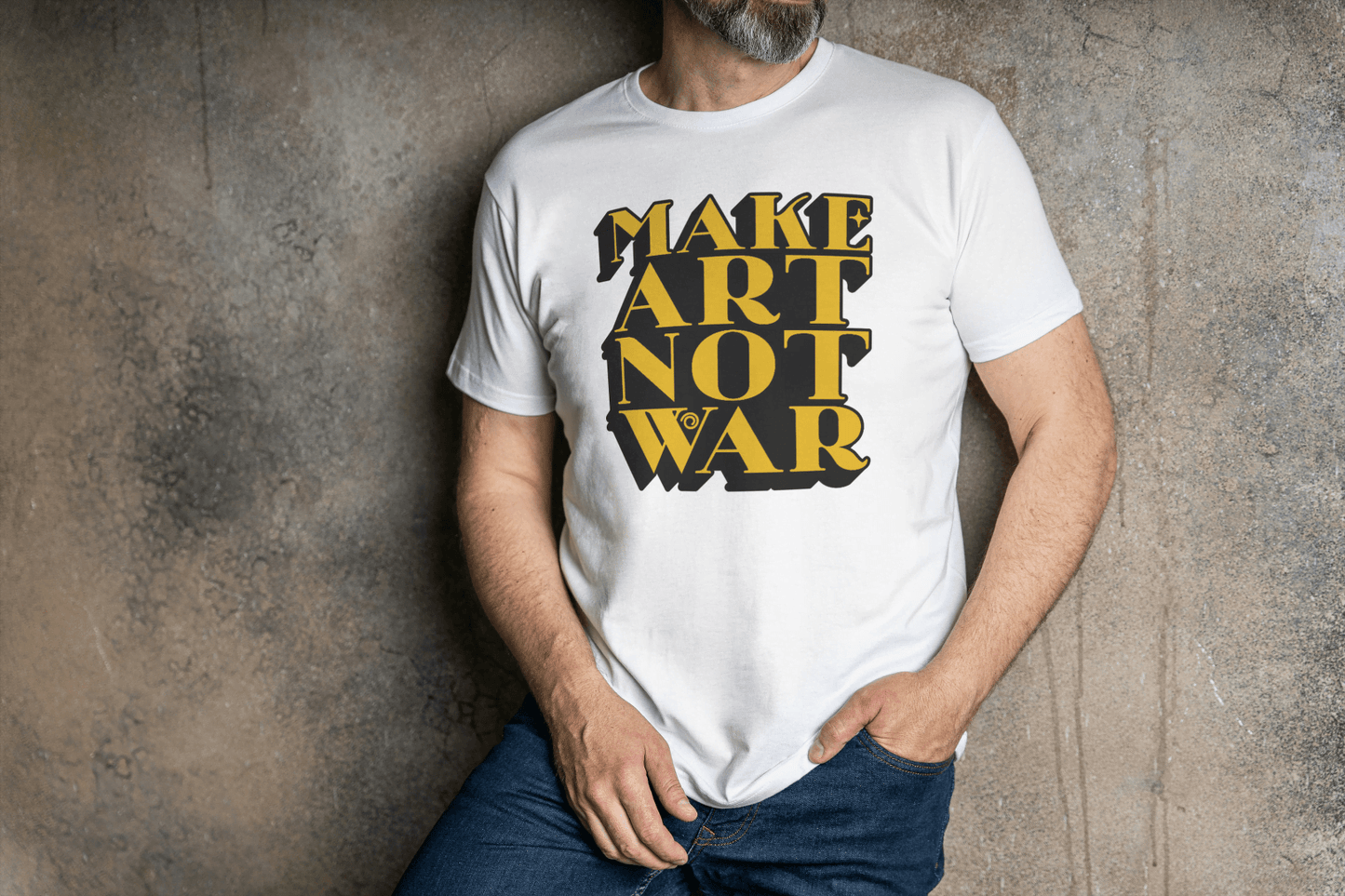 Make Art Not War Gold Graphic Tee - Essentia Attire