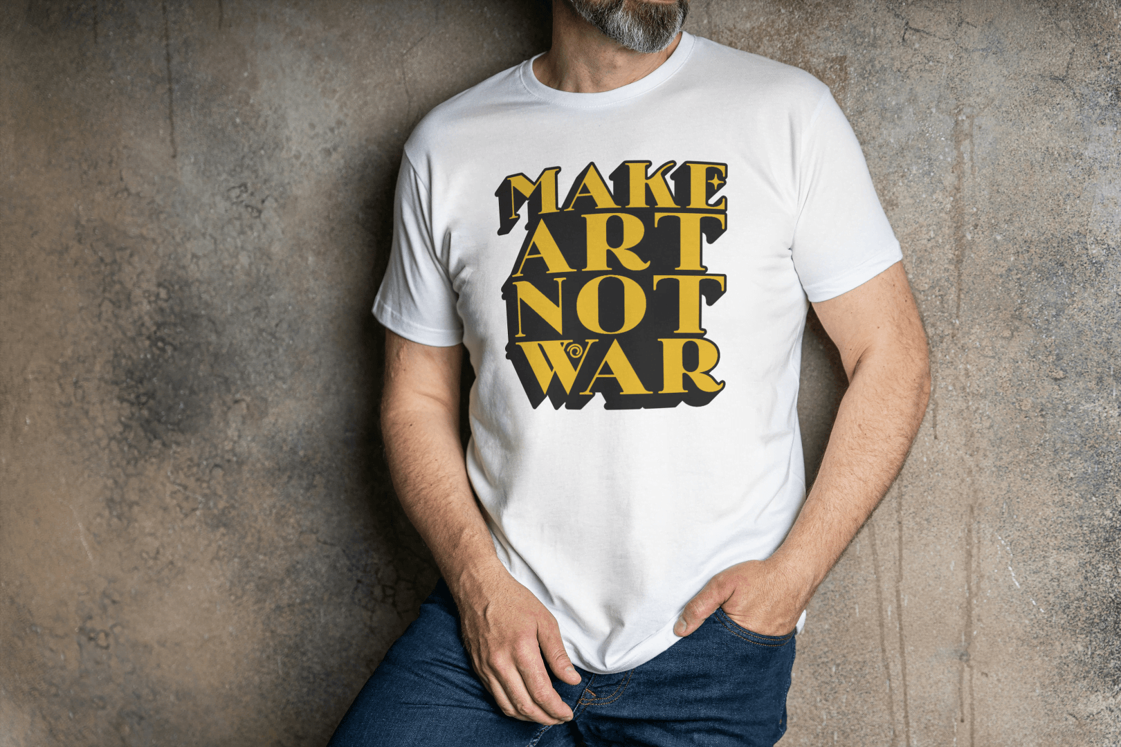 Make Art Not War Gold Graphic Tee - Essentia Attire