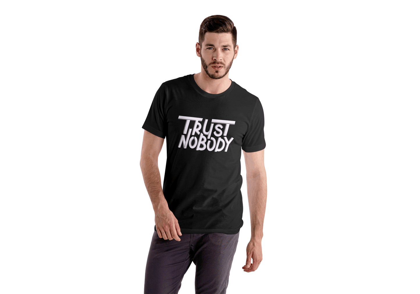 Trust Nobody Distressed Text Tee - Essentia Attire