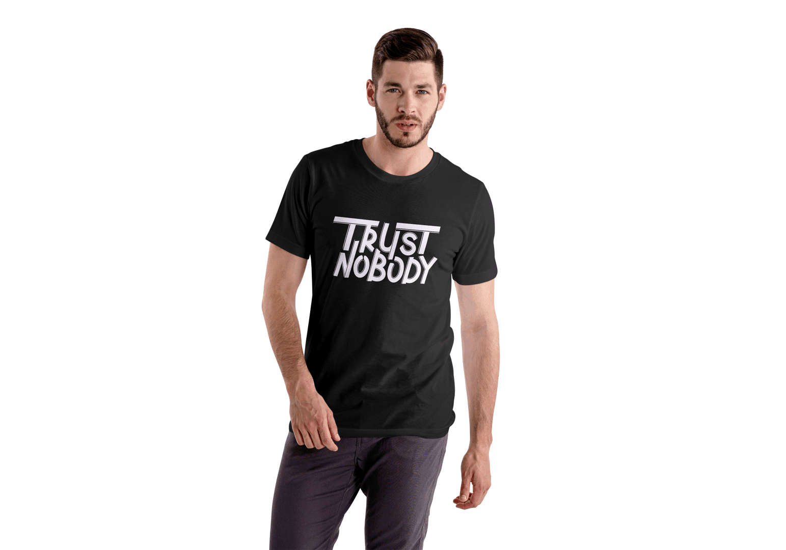 Trust Nobody Distressed Text Tee - Essentia Attire