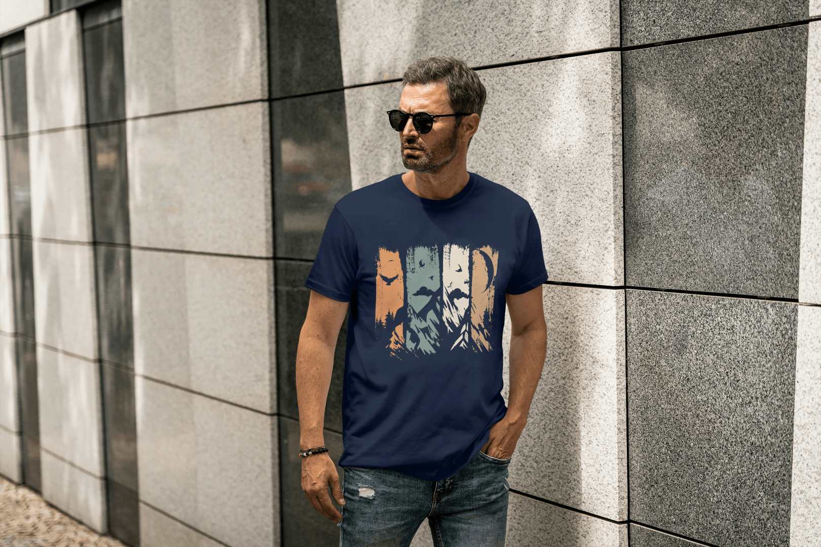 Mountain Landscape Graphic: Abstract Nature Tee - Essentia Attire