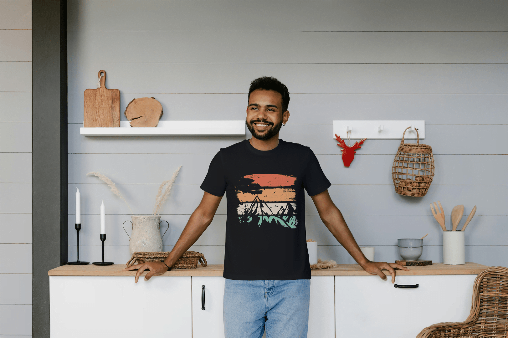 Distressed Mountain Landscape: Retro Outdoor Tee - Essentia Attire