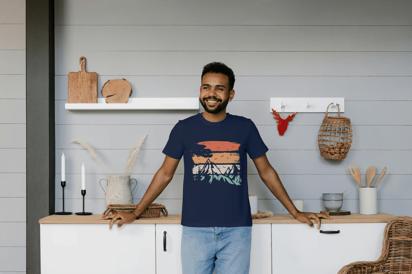 Distressed Mountain Landscape: Retro Outdoor Tee - Essentia Attire