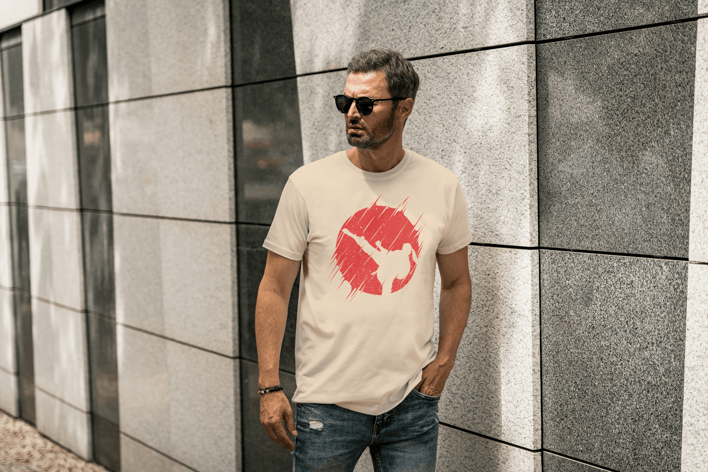 Martial Arts Kick Graphic: Dynamic Action Tee - Essentia Attire