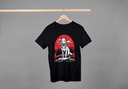 Red Moon Wolf: Mystical Animal Graphic Tee - Essentia Attire