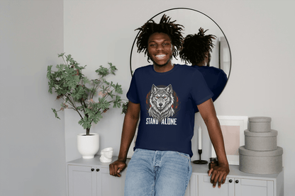 Stand Alone Wolf Tee: Red Eyes Alpha Graphic - Essentia Attire