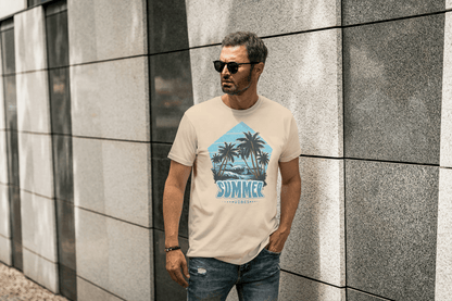 Quebec Summer Vibes Tee: Tropical Beach - Essentia Attire