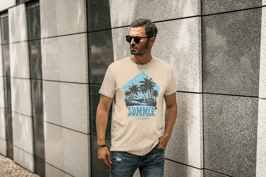 Quebec Summer Vibes Tee: Tropical Beach - Essentia Attire