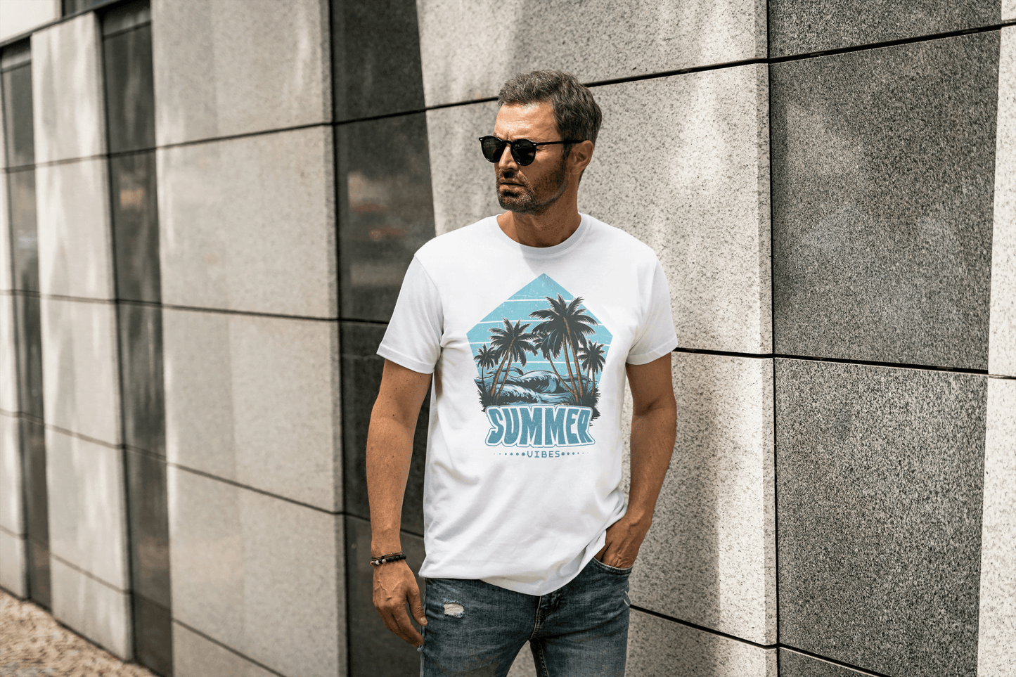Quebec Summer Vibes Tee: Tropical Beach - Essentia Attire