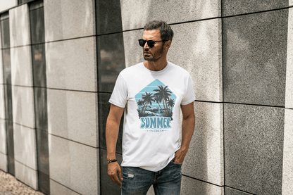 Quebec Summer Vibes Tee: Tropical Beach - Essentia Attire