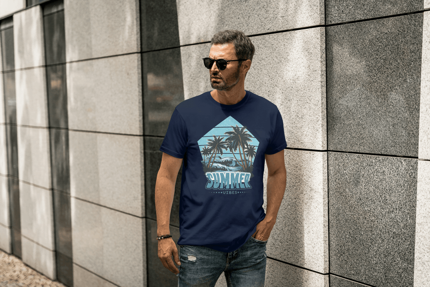 Quebec Summer Vibes Tee: Tropical Beach - Essentia Attire
