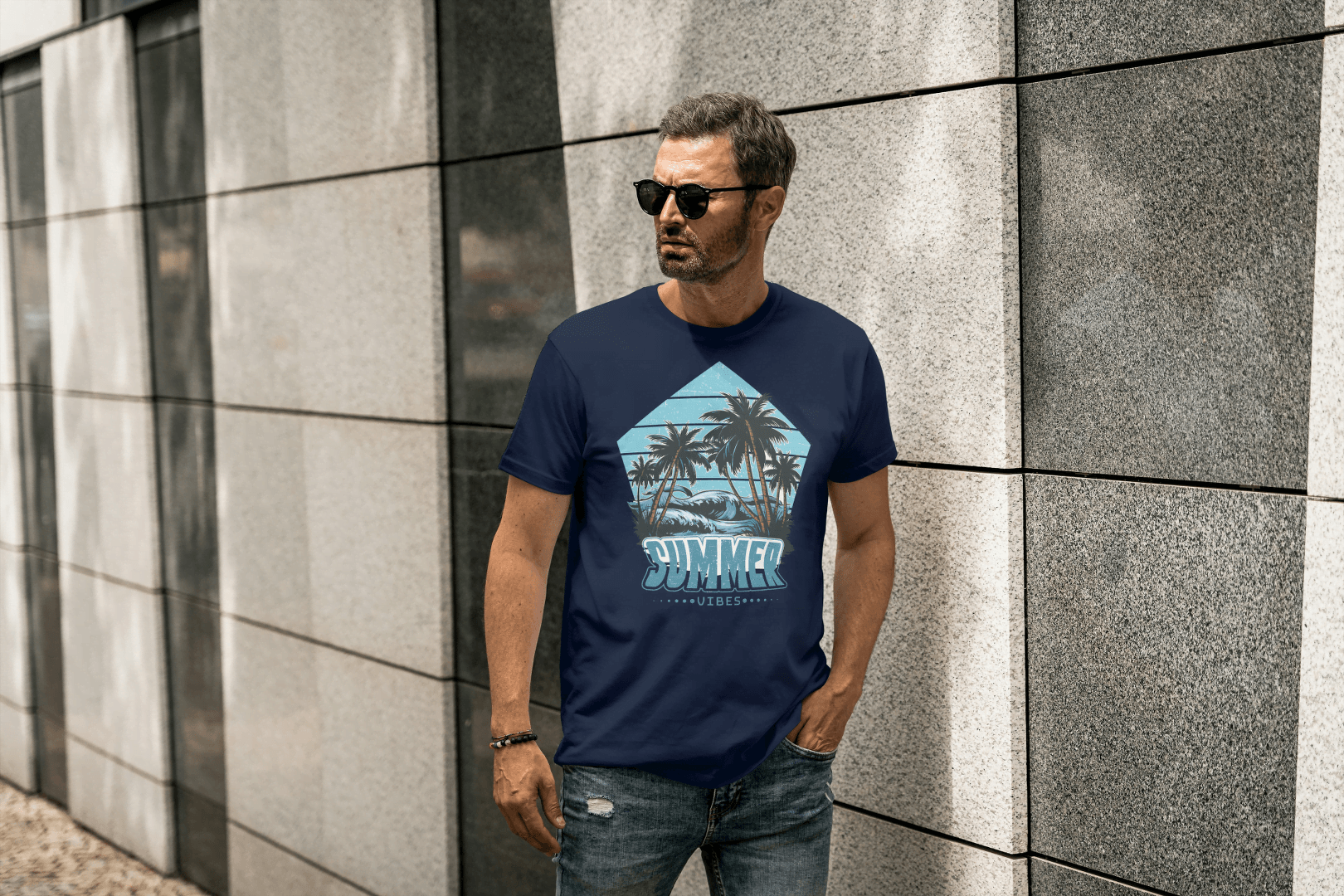 Quebec Summer Vibes Tee: Tropical Beach - Essentia Attire