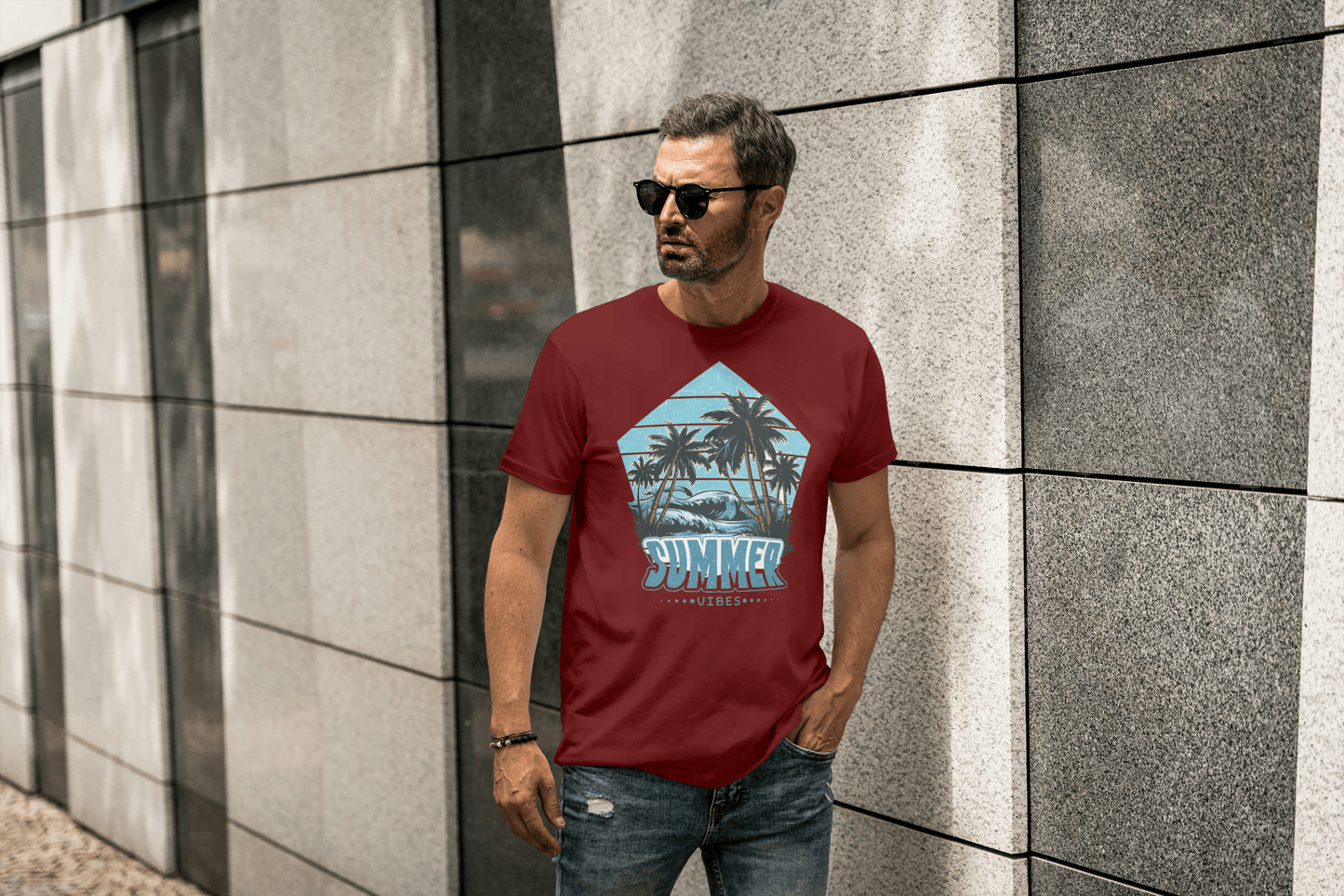 Quebec Summer Vibes Tee: Tropical Beach - Essentia Attire
