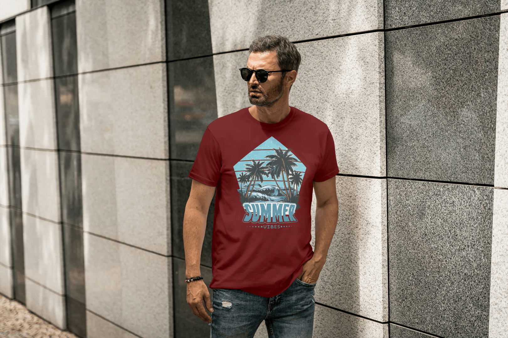 Quebec Summer Vibes Tee: Tropical Beach - Essentia Attire