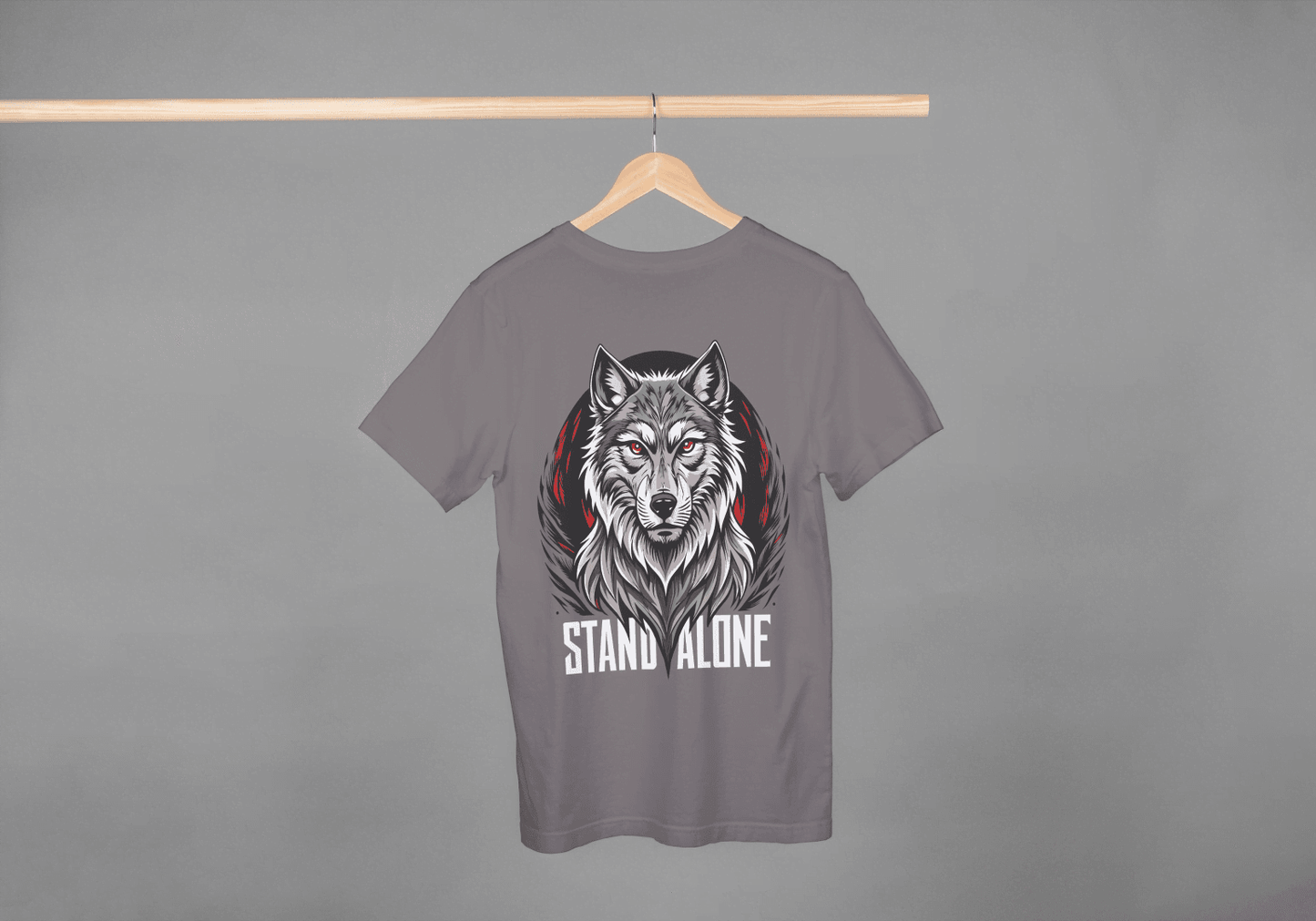 Stand Alone Wolf Tee: Red Eyes Alpha Graphic - Essentia Attire
