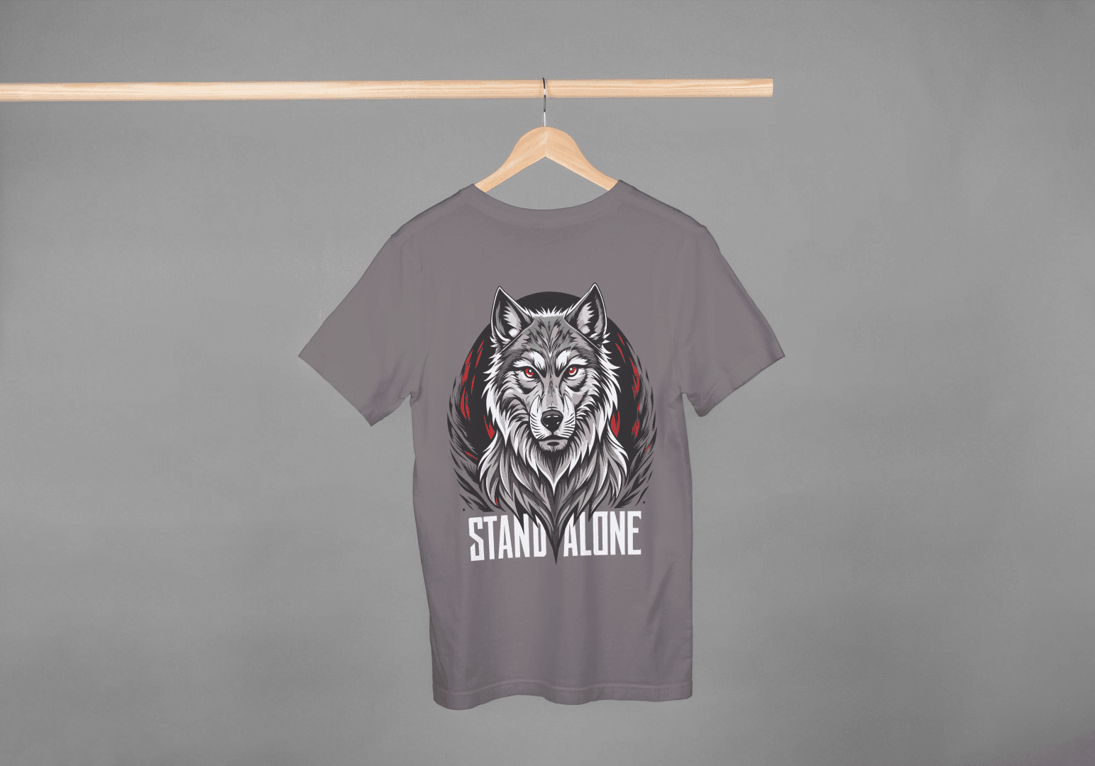 Stand Alone Wolf Tee: Red Eyes Alpha Graphic - Essentia Attire