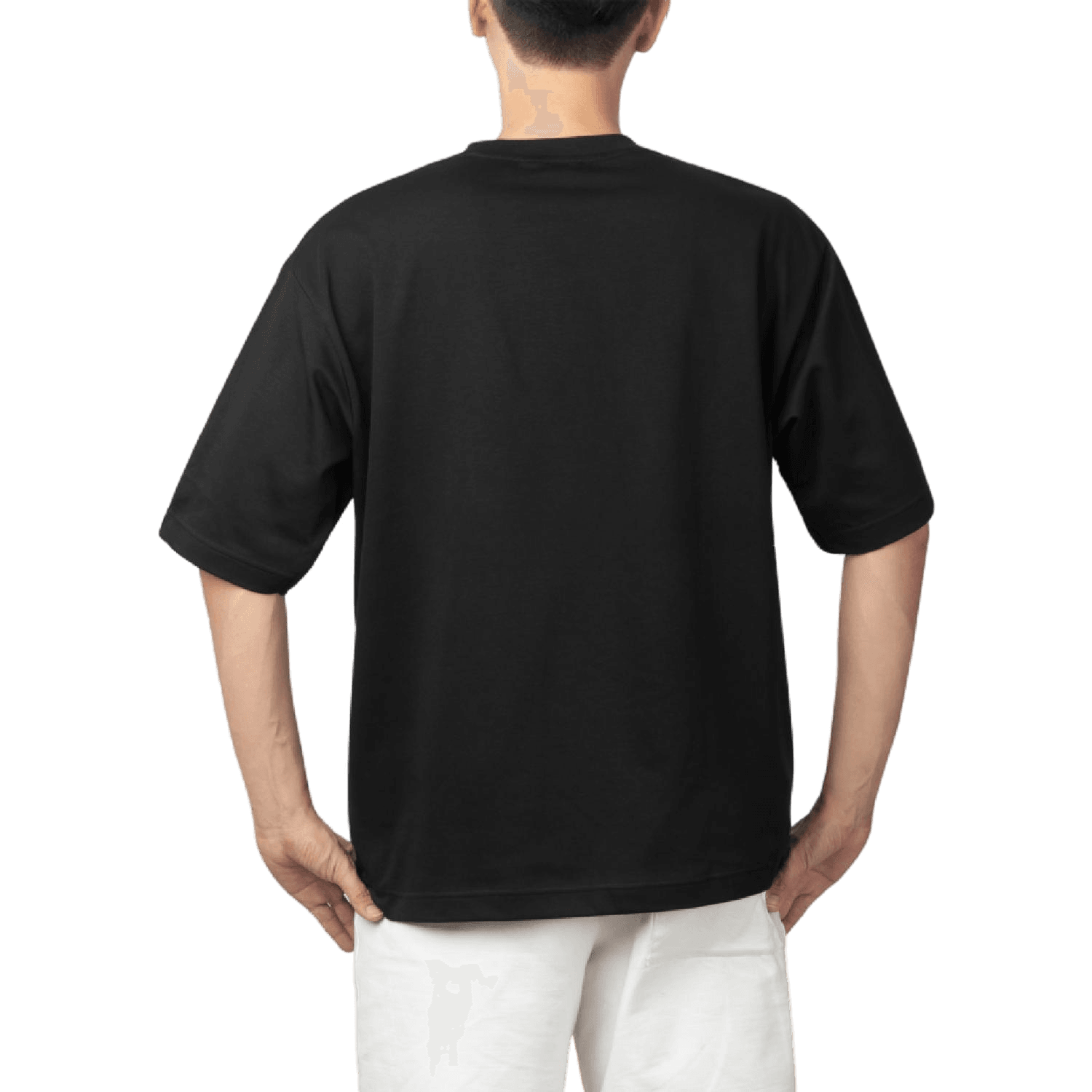 Black Oversized Plain Half-Sleeve: Unisex Drop-shoulder T-Shirt - Essentia Attire