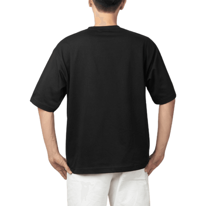 Black Oversized Plain Half-Sleeve: Unisex Drop-shoulder T-Shirt - Essentia Attire