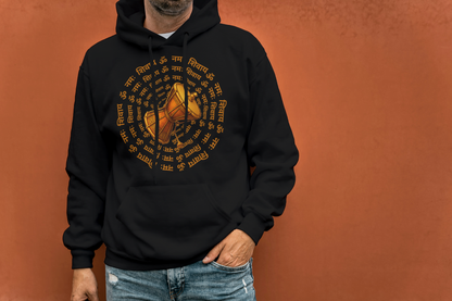 Sacred Damru Music Instrument O/S DropShoulder Hoodie | Hindu Devotional Wear & Religious Gift
