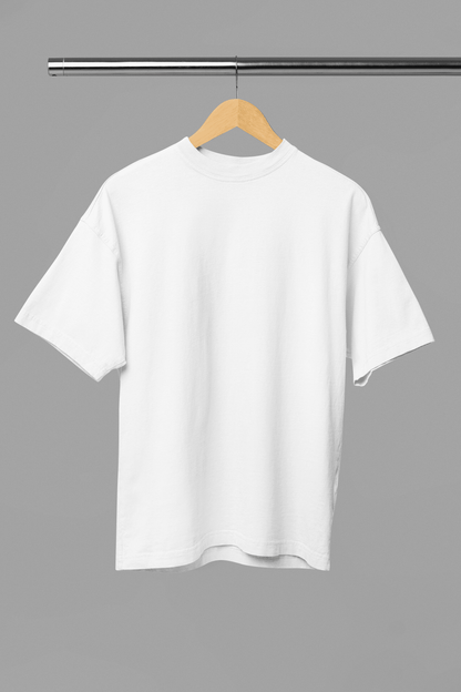 White Oversized Plain Half-Sleeve: Unisex Drop-shoulder T-Shirt - Essentia Attire