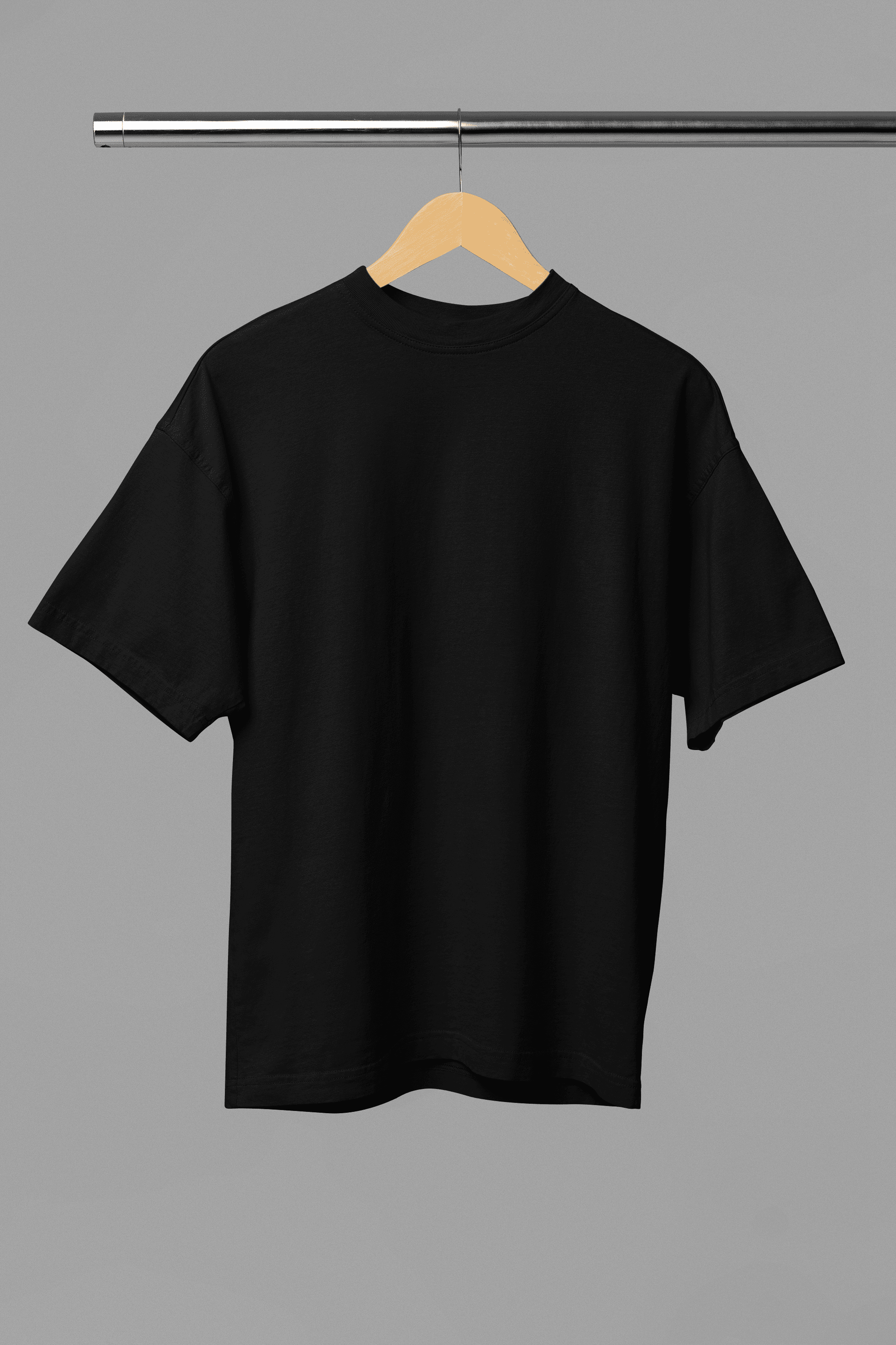 Black Oversized Plain Half-Sleeve: Unisex Drop-shoulder T-Shirt - Essentia Attire