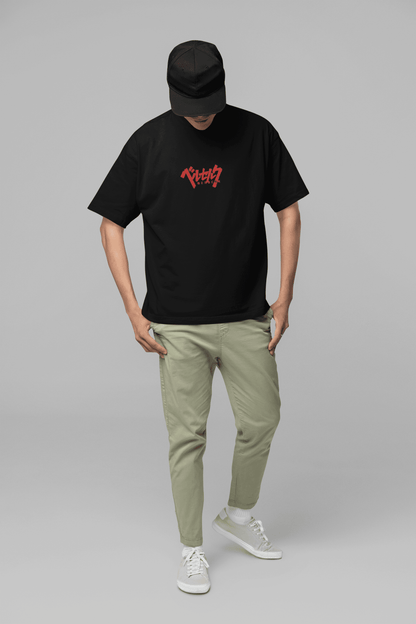 Berserker Armor Guts Oversized T-shirt | Front Katakana & Back Art | Die-hard Fan - Essentia Attire