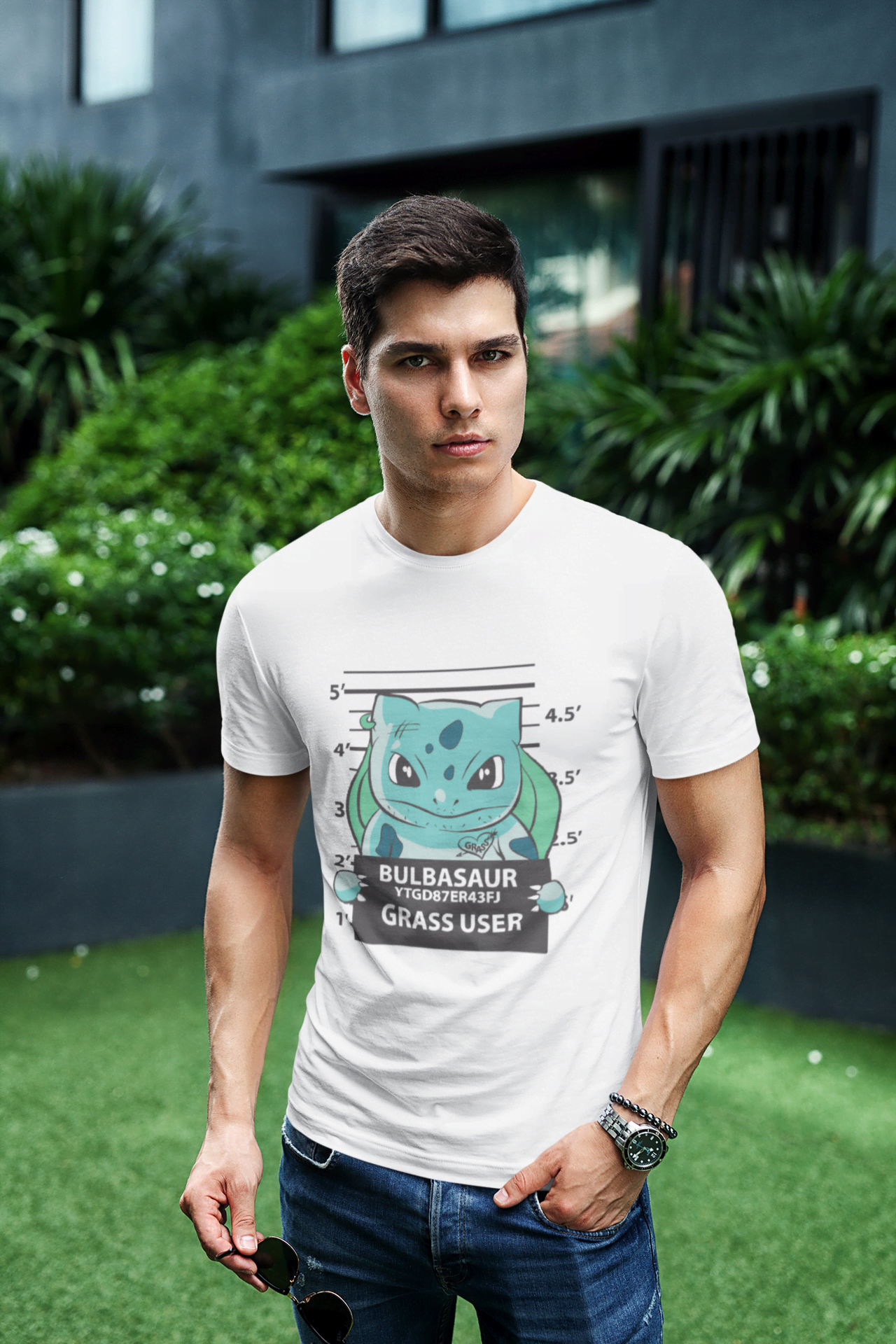 Bulbasaur "Grass User" Pokémon: Kanto Weed Type Mugshot Tee - Essentia Attire