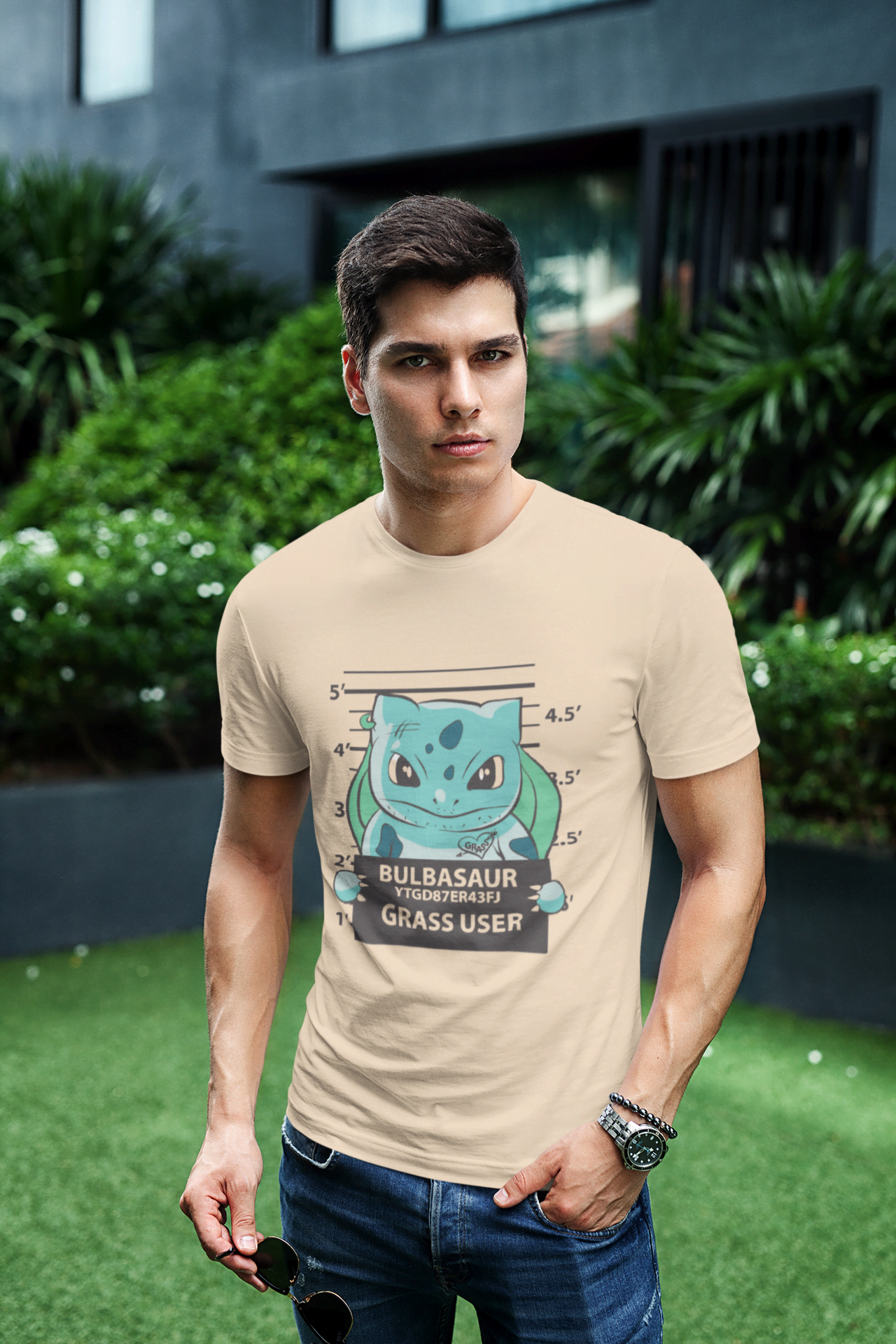 Bulbasaur "Grass User" Pokémon: Kanto Weed Type Mugshot Tee - Essentia Attire
