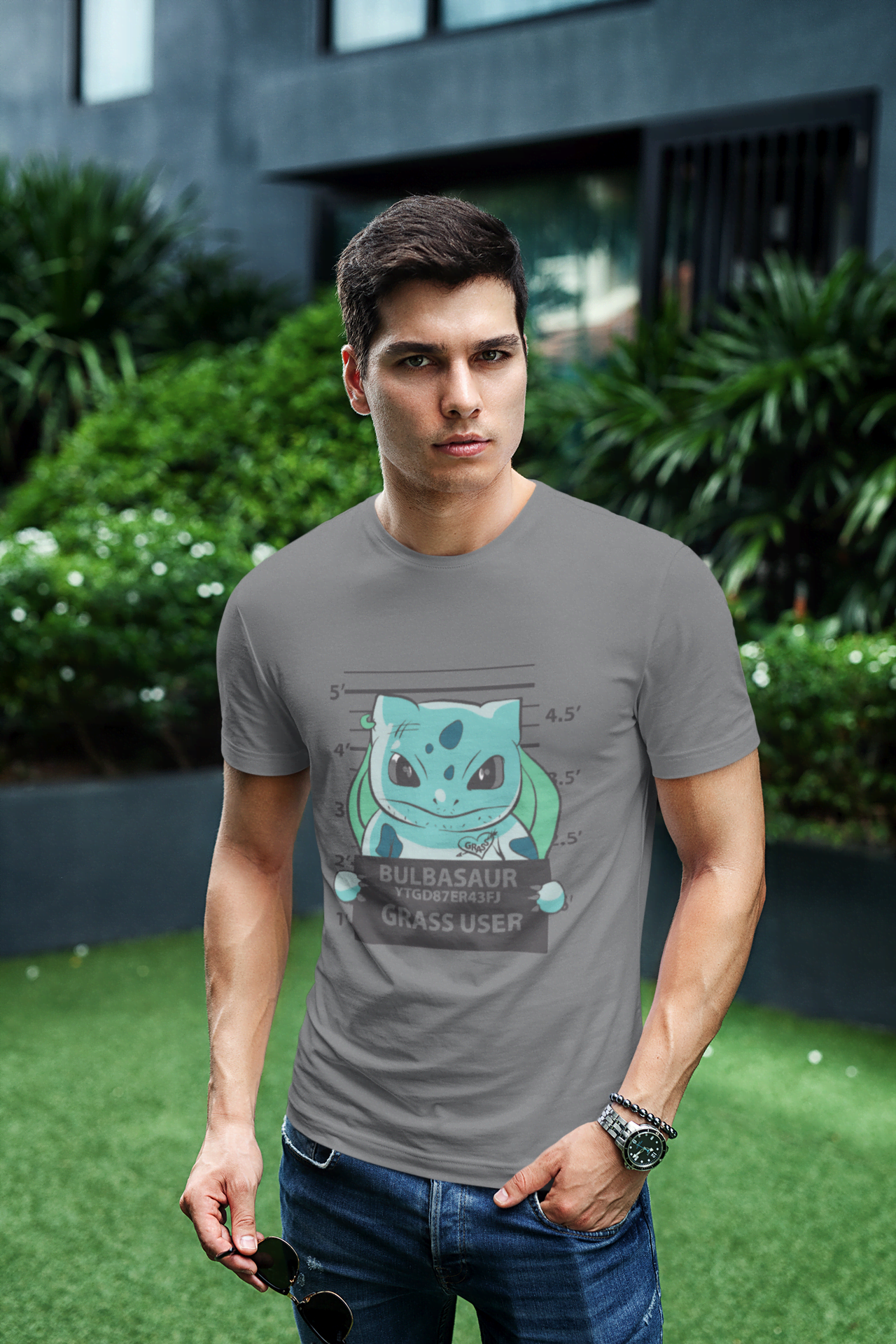Bulbasaur "Grass User" Pokémon: Kanto Weed Type Mugshot Tee - Essentia Attire