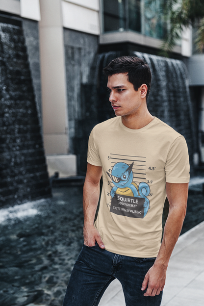 Squirtle Squad "Public Spitting" Pokémon: Kanto Water Type Mugshot Tee - Essentia Attire