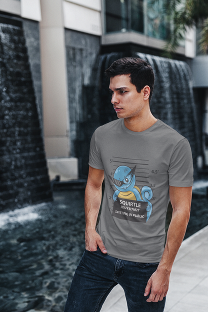 Squirtle Squad "Public Spitting" Pokémon: Kanto Water Type Mugshot Tee - Essentia Attire