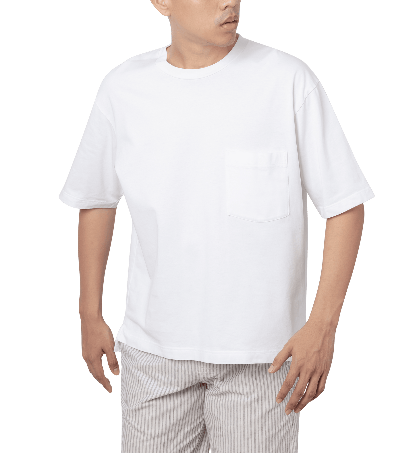 White Oversized Plain Half-Sleeve: Unisex Drop-shoulder T-Shirt - Essentia Attire