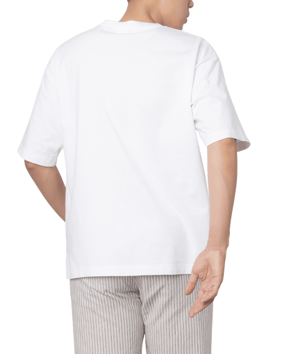 White Oversized Plain Half-Sleeve: Unisex Drop-shoulder T-Shirt - Essentia Attire