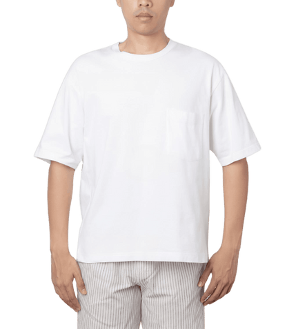 White Oversized Plain Half-Sleeve: Unisex Drop-shoulder T-Shirt - Essentia Attire
